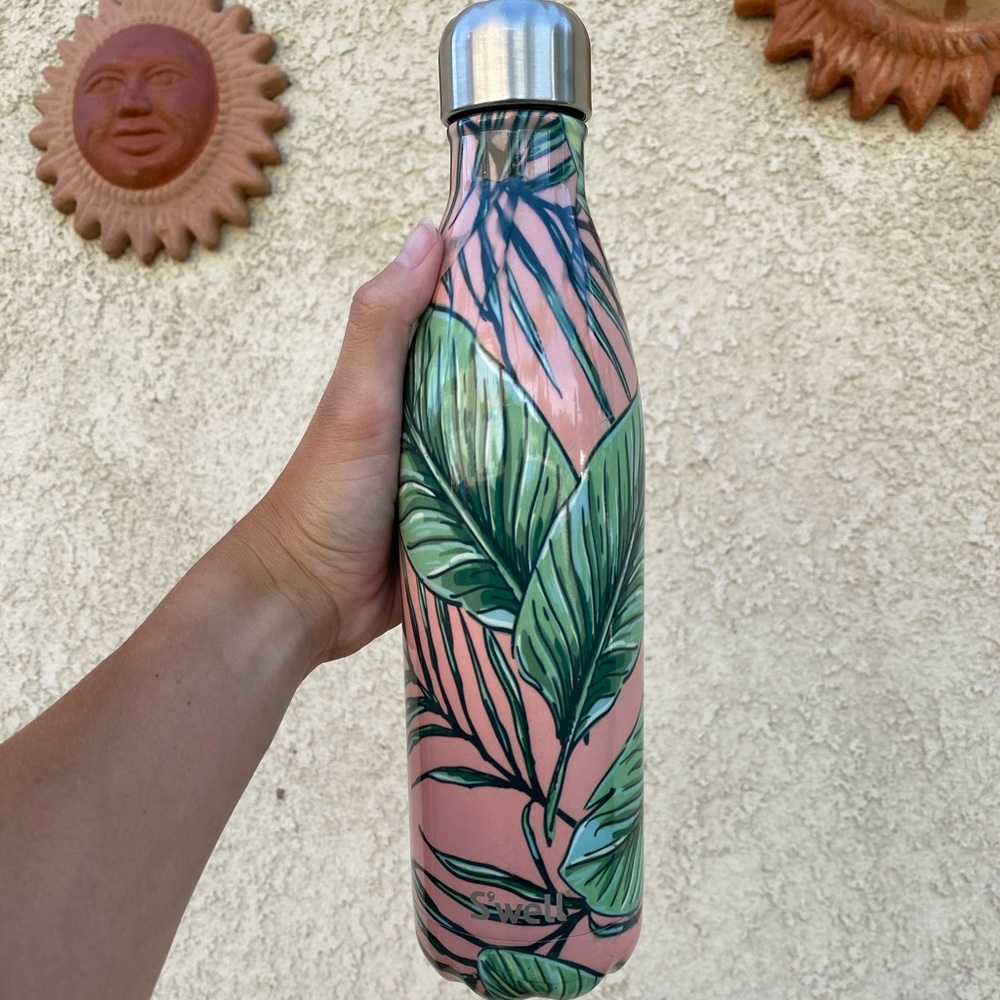 Swell Waterbottle Palm Beach Pink Leaf